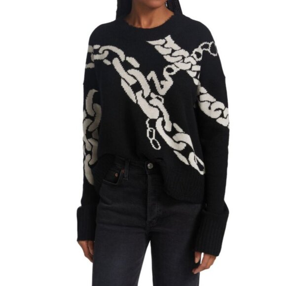 Zadig & Voltaire Womens Starry Chaine Cashmere Sweater Crew Neck Black Size XS - Picture 1 of 8
